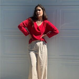 Josephine Chaus Vintage Red Stretch Blouse